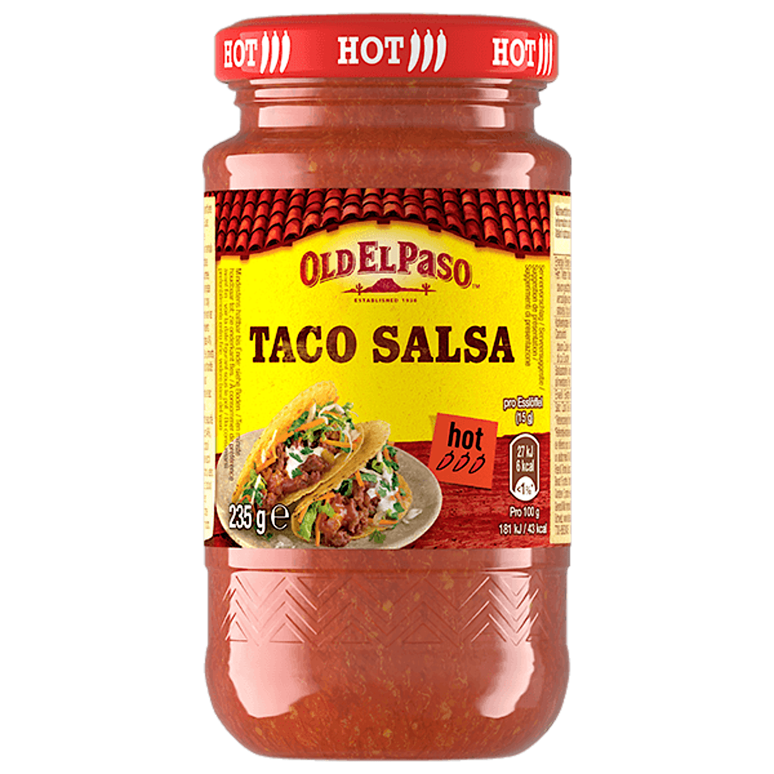 ein Glas Old El Paso Taco Salsa scharf, 235 g